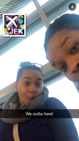 Two women at the airport