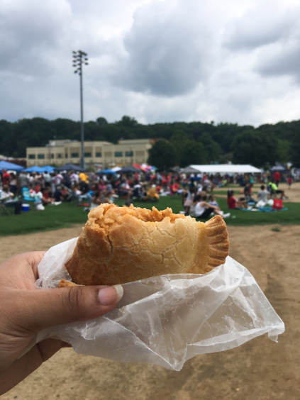Chicken empanada at Festival Peruano de Arlington in Virginia