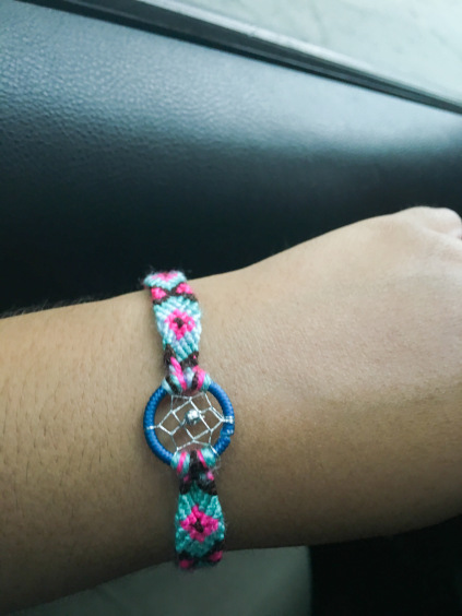 A dream catcher bracelet from Festival de Peruano in Virginia