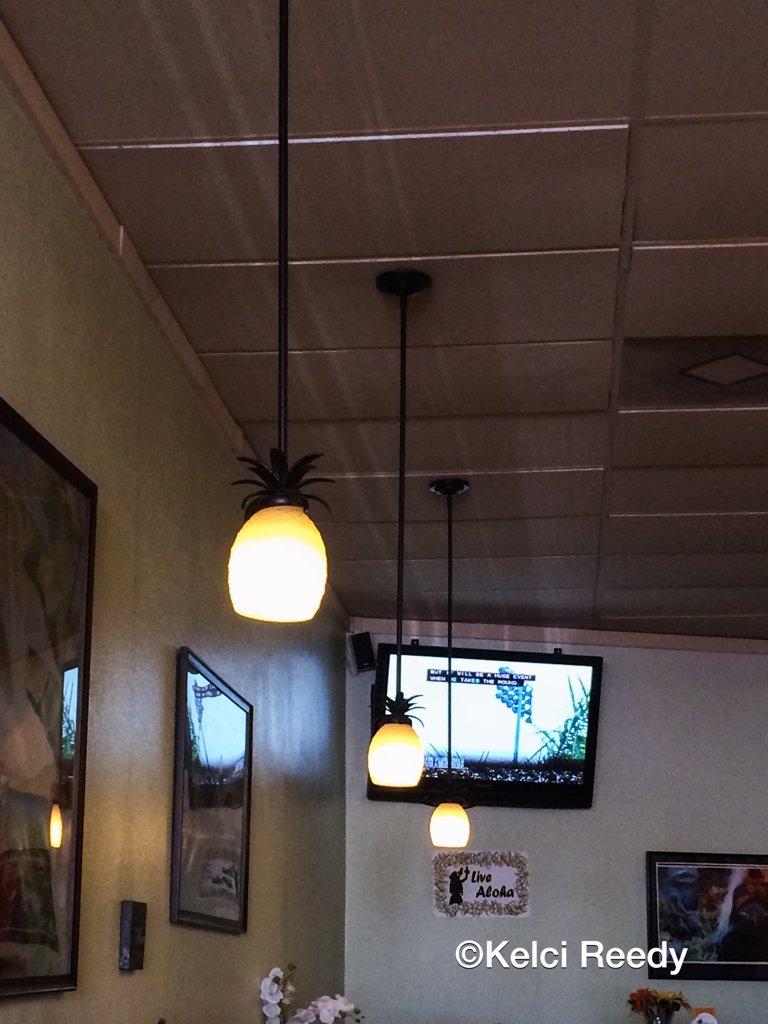 Pineapple lights at Island Cafe in San Diego, California