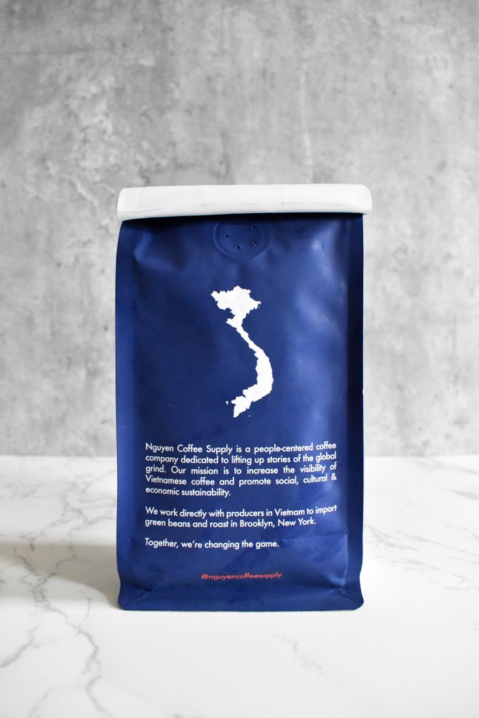 The back of Nguyen Coffee Supply's TRUEGRIT coffee bag