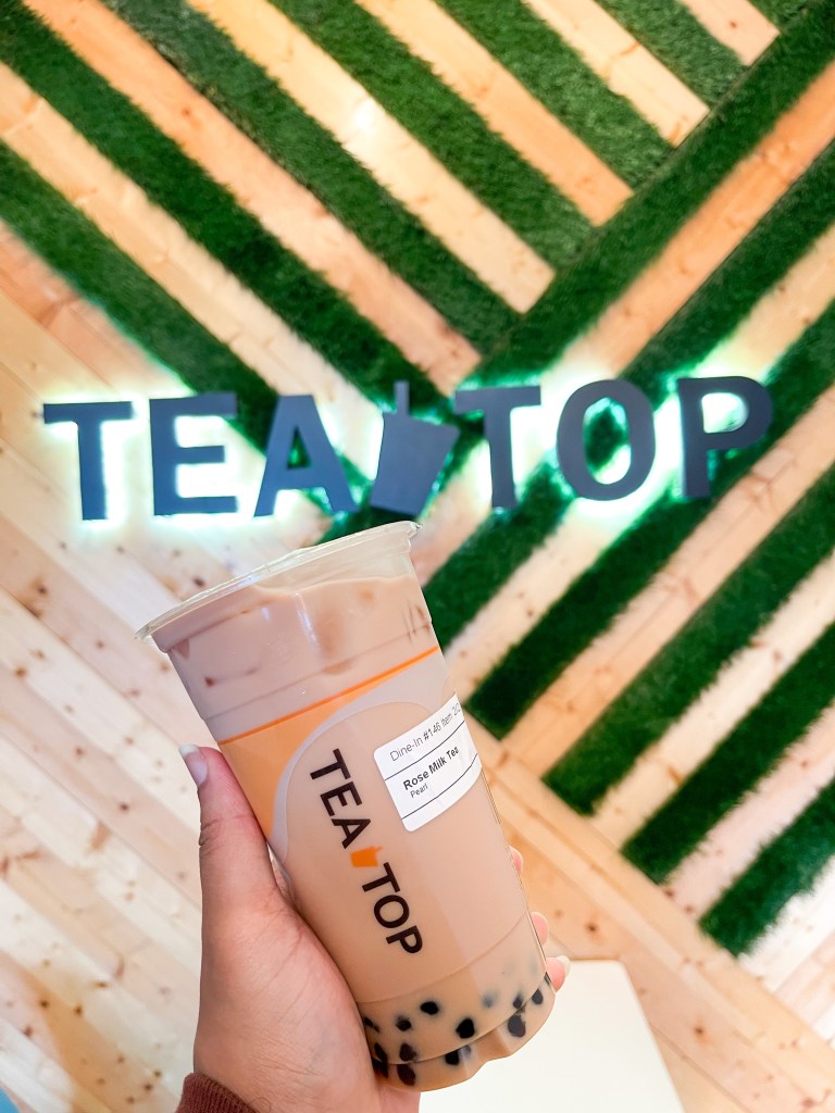 Rose Milk Tea drink from Tea Top in Ellicott City, Maryland