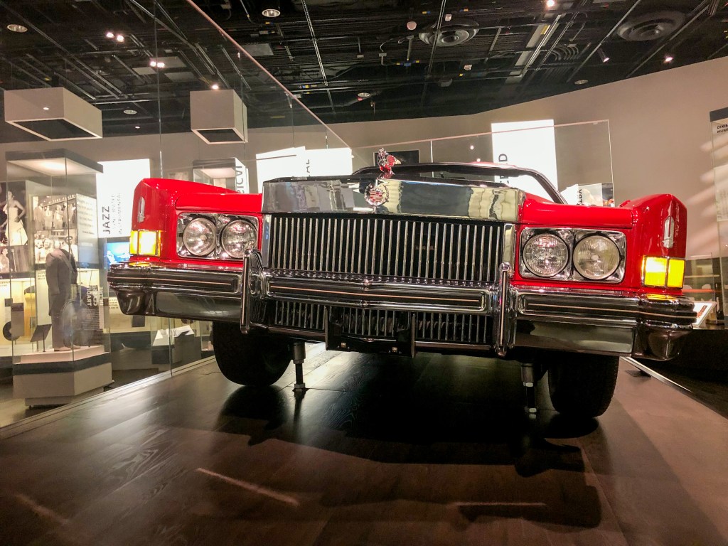 A red car previously owned by Chuck Berry on display at the National Museum of African American History and Culture in Washington, D.C.
