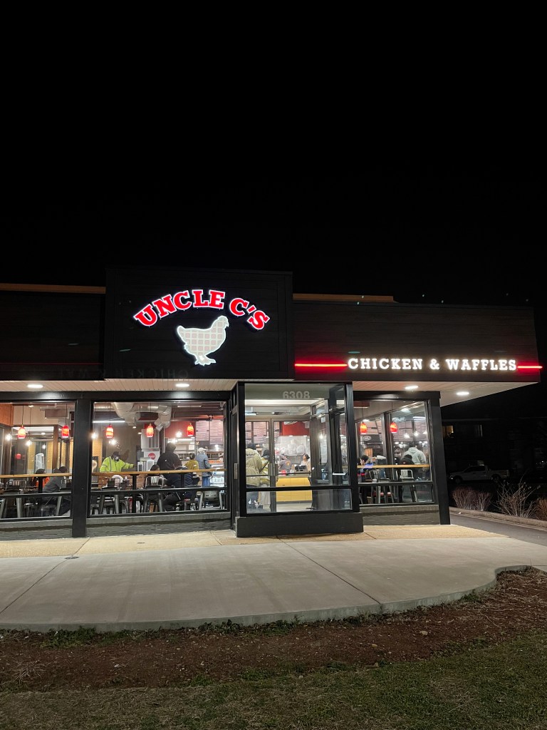 The exterior of Uncle C's Chicken & Waffles, a restaurant in Alexandria, Virginia