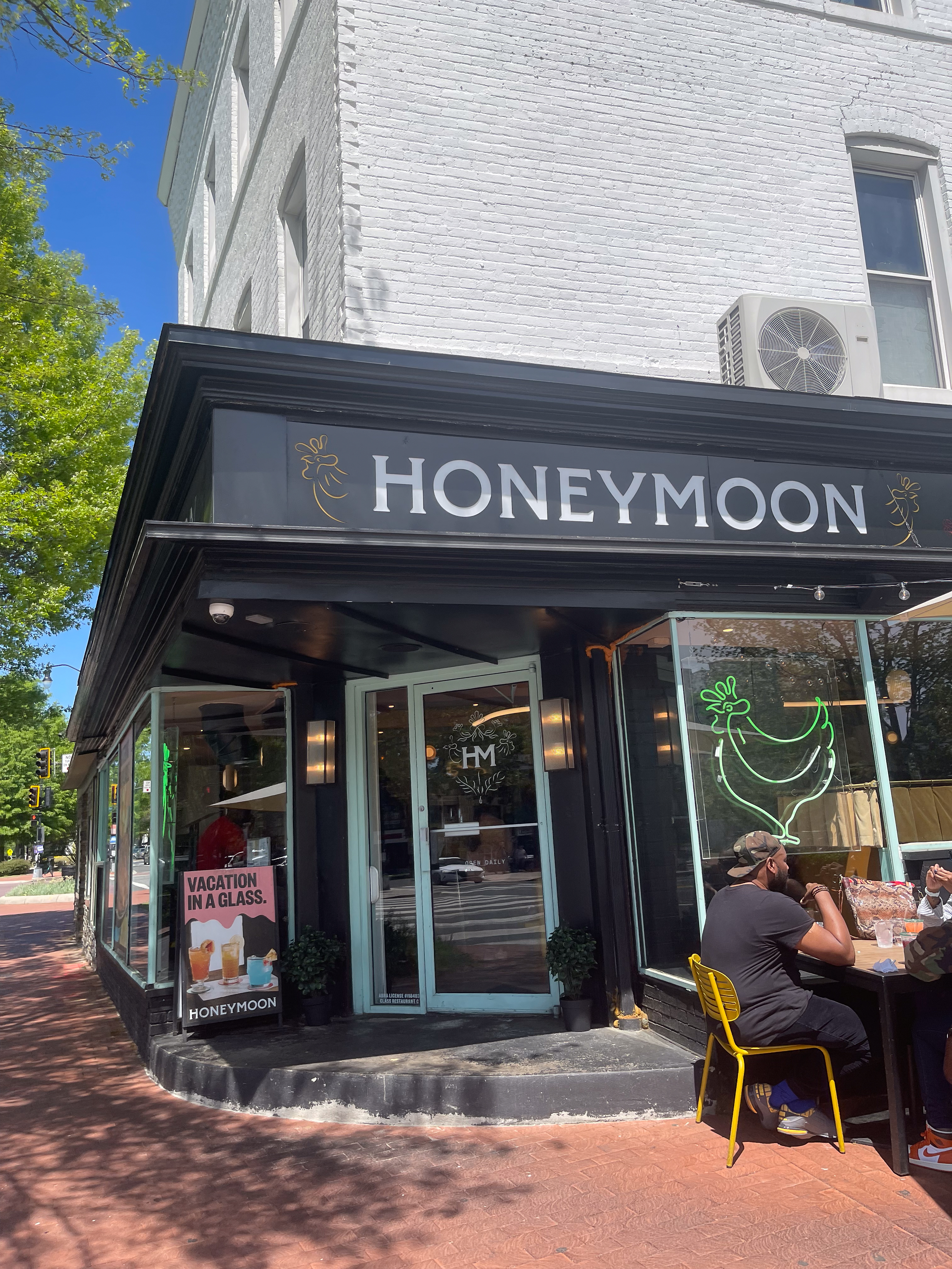 The exterior of a restaurant called Honeymoon Chicken